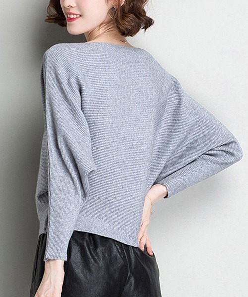 Miniministore(ミニミニストア)の「ニットトップス ボートネック長袖(ニット/セーター・レディース・ブラック/ダークグリーン/イエロー/テラコッタ/ワインレッド/ライトグレー/キャメル/ホワイト/グレー・FREE)」の11枚目の写真