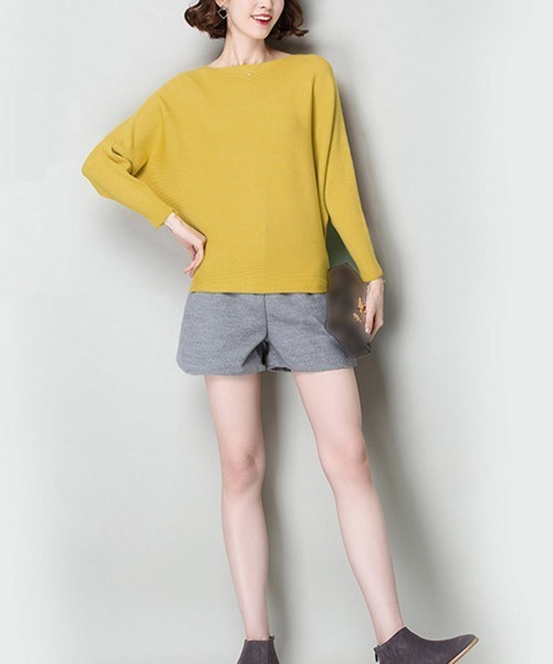 Miniministore(ミニミニストア)の「ニットトップス ボートネック長袖(ニット/セーター・レディース・ブラック/ダークグリーン/イエロー/テラコッタ/ワインレッド/ライトグレー/キャメル/ホワイト/グレー・FREE)」の14枚目の写真