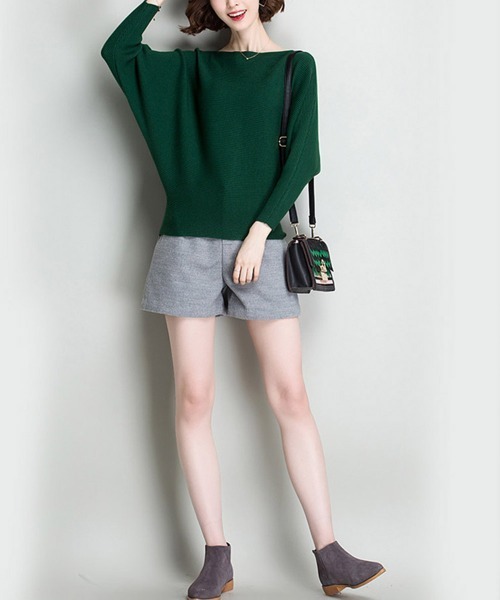 Miniministore(ミニミニストア)の「ニットトップス ボートネック長袖(ニット/セーター・レディース・ブラック/ダークグリーン/イエロー/テラコッタ/ワインレッド/ライトグレー/キャメル/ホワイト/グレー・FREE)」の15枚目の写真