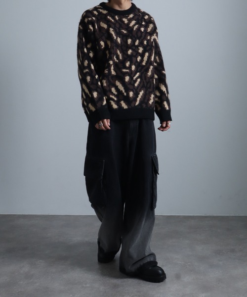 Art re A select(アトリエセレクト)の「総柄モヘアライクニットクルーネックセーター(ニット/セーター・メンズ・グレー系その他/ブラウン系その他/ベージュ系その他/ブルー系その他・M/L/XL)」の7枚目の写真