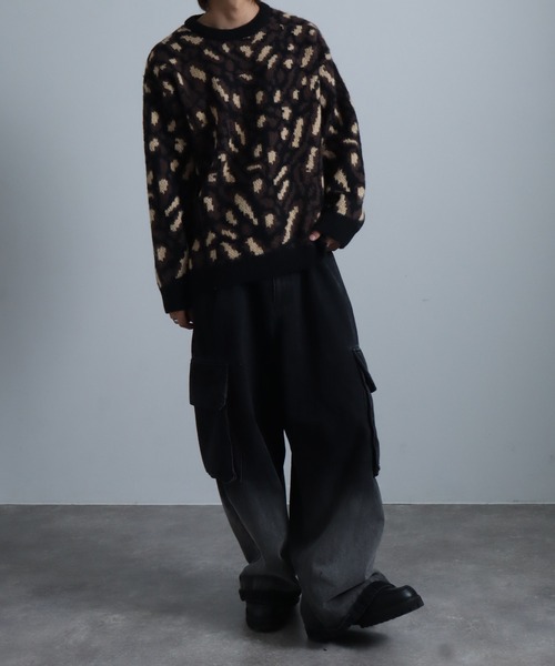 Art re A select(アトリエセレクト)の「総柄モヘアライクニットクルーネックセーター(ニット/セーター・メンズ・グレー系その他/ブラウン系その他/ベージュ系その他/ブルー系その他・M/L/XL)」の8枚目の写真