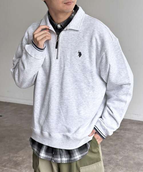 U.S. POLO ASSN.(ユーエスポロアッスン)の「裏毛襟ハーフジッププルオーバー(Tシャツ/カットソー・メンズ・アイボリー/ブラック/ネイビー/グレー・MEDIUM/LARGE)」の4枚目の写真