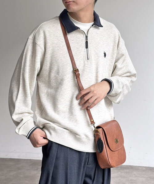 U.S. POLO ASSN.(ユーエスポロアッスン)の「裏毛襟ハーフジッププルオーバー(Tシャツ/カットソー・メンズ・アイボリー/ブラック/ネイビー/グレー・MEDIUM/LARGE)」の2枚目の写真