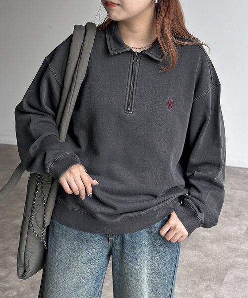 U.S. POLO ASSN.(ユーエスポロアッスン)の「裏毛襟ハーフジッププルオーバー(Tシャツ/カットソー・メンズ・アイボリー/ブラック/ネイビー/グレー・MEDIUM/LARGE)」の3枚目の写真
