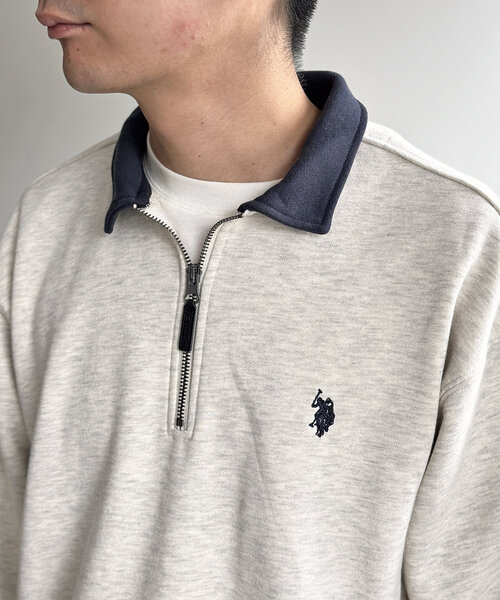 U.S. POLO ASSN.(ユーエスポロアッスン)の「裏毛襟ハーフジッププルオーバー(Tシャツ/カットソー・メンズ・アイボリー/ブラック/ネイビー/グレー・MEDIUM/LARGE)」の11枚目の写真