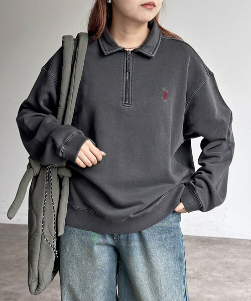 U.S. POLO ASSN.(ユーエスポロアッスン)の「裏毛襟ハーフジッププルオーバー(Tシャツ/カットソー・メンズ・アイボリー/ブラック/ネイビー/グレー・MEDIUM/LARGE)」の18枚目の写真