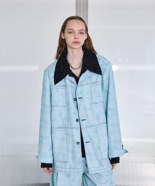 seyto(セイト)の「Scratch pattern single tailored jacket / スクラッチパターンシングルテーラードジャケット(その他アウター・メンズ・ブルー/ブラック・3/2/1)」の13枚目の写真