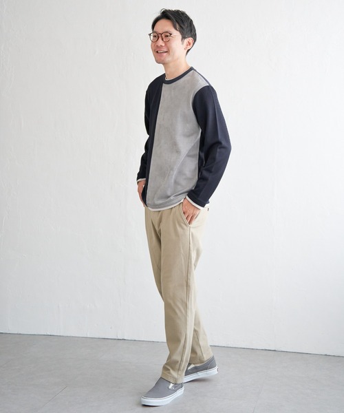 ikka(イッカ)の「カツラギジャカード切り替えプルオーバー(Tシャツ/カットソー・メンズ・ネイビー/ブラック/ホワイト・XL/L/M/S)」の7枚目の写真