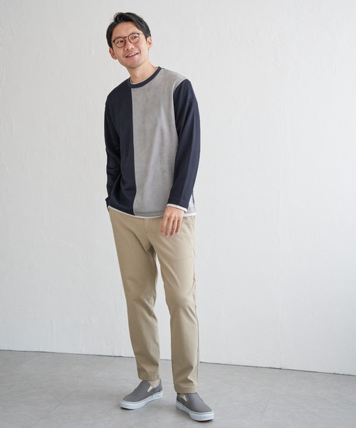 ikka(イッカ)の「カツラギジャカード切り替えプルオーバー(Tシャツ/カットソー・メンズ・ネイビー/ブラック/ホワイト・XL/L/M/S)」の8枚目の写真