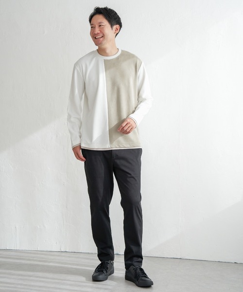 ikka(イッカ)の「カツラギジャカード切り替えプルオーバー(Tシャツ/カットソー・メンズ・ネイビー/ブラック/ホワイト・XL/L/M/S)」の10枚目の写真