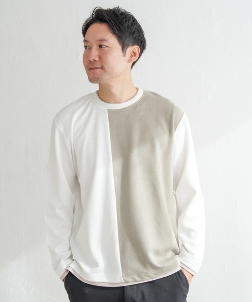 ikka(イッカ)の「カツラギジャカード切り替えプルオーバー(Tシャツ/カットソー・メンズ・ネイビー/ブラック/ホワイト・XL/L/M/S)」の12枚目の写真