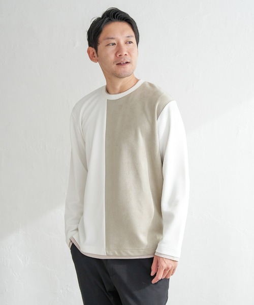 ikka(イッカ)の「カツラギジャカード切り替えプルオーバー(Tシャツ/カットソー・メンズ・ネイビー/ブラック/ホワイト・XL/L/M/S)」の13枚目の写真