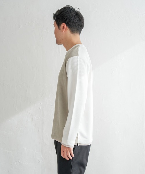 ikka(イッカ)の「カツラギジャカード切り替えプルオーバー(Tシャツ/カットソー・メンズ・ネイビー/ブラック/ホワイト・XL/L/M/S)」の14枚目の写真