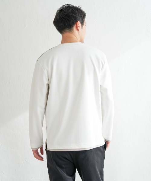 ikka(イッカ)の「カツラギジャカード切り替えプルオーバー(Tシャツ/カットソー・メンズ・ネイビー/ブラック/ホワイト・XL/L/M/S)」の15枚目の写真