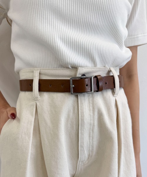 WEGO（ウィゴー）の「WEGO/スクエアバックルPUベルト（ベルト・レディース・ブラック/レッド/キャメル/ブラウン/ブラック系その他・FREE）」の4枚目の写真