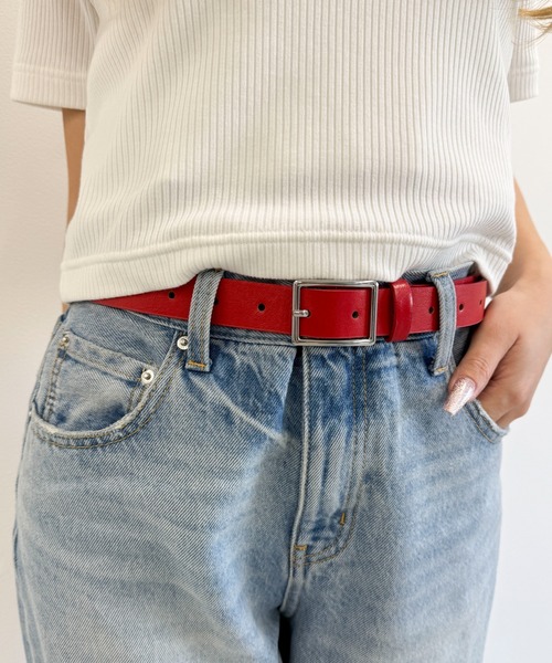 WEGO（ウィゴー）の「WEGO/スクエアバックルPUベルト（ベルト・レディース・ブラック/レッド/キャメル/ブラウン/ブラック系その他・FREE）」の14枚目の写真