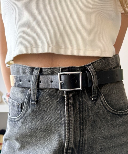 WEGO（ウィゴー）の「WEGO/スクエアバックルPUベルト（ベルト・レディース・ブラック/レッド/キャメル/ブラウン/ブラック系その他・FREE）」の11枚目の写真