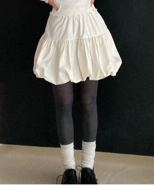 Per sist ence（パーシエンス）の「ティアードバルーンミニスカート（スカート・レディース・ブラック/ホワイト・FREE）」の14枚目の写真