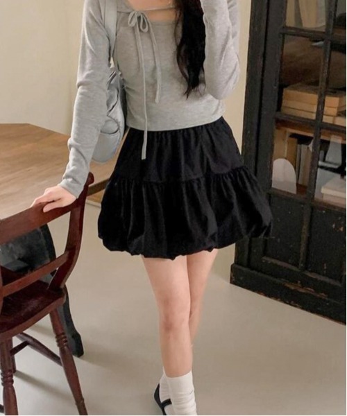 Per sist ence（パーシエンス）の「ティアードバルーンミニスカート（スカート・レディース・ブラック/ホワイト・FREE）」の19枚目の写真