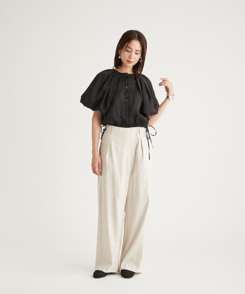 emmi（エミ）の「リネン混ラップワイドパンツ（その他パンツ・レディース・ネイビー/ライトベージュ・0/1）」の15枚目の写真