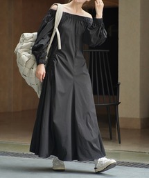 off shoulder volume sleeve one piece