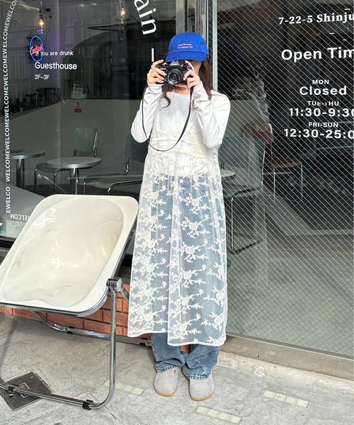 PILIT（ピリット）の「フラワー刺繍レイヤードワンピース（ワンピース・レディース・アイボリー・MEDIUM）」の3枚目の写真