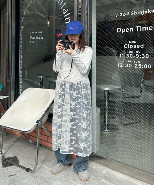 PILIT（ピリット）の「フラワー刺繍レイヤードワンピース（ワンピース・レディース・アイボリー・MEDIUM）」の5枚目の写真