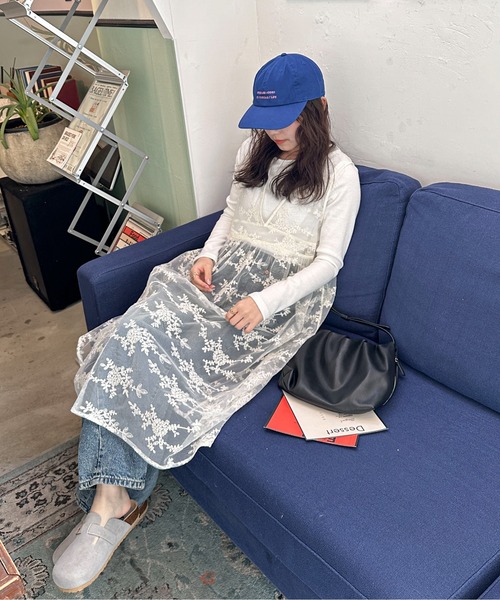 PILIT（ピリット）の「フラワー刺繍レイヤードワンピース（ワンピース・レディース・アイボリー・MEDIUM）」の6枚目の写真