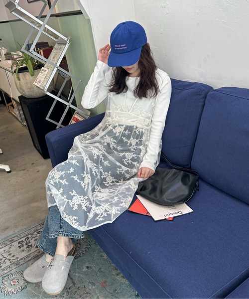 PILIT（ピリット）の「フラワー刺繍レイヤードワンピース（ワンピース・レディース・アイボリー・MEDIUM）」の7枚目の写真