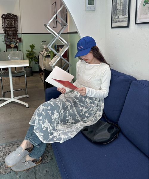 PILIT（ピリット）の「フラワー刺繍レイヤードワンピース（ワンピース・レディース・アイボリー・MEDIUM）」の10枚目の写真