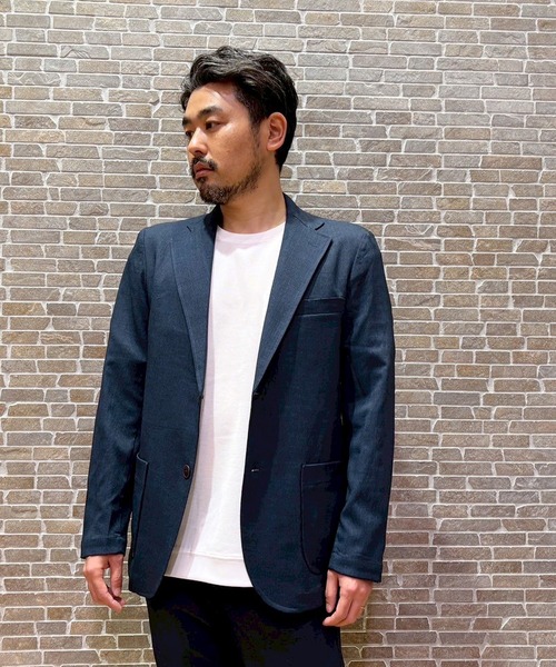 Grand PARK（グランドパーク）の「リネンライクポリエステルジャケット（テーラードジャケット・メンズ・チャコールグレー/ネイビー・LARGE/X-LARGE/MEDIUM/SMALL）」の2枚目の写真