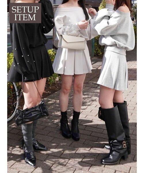 dazzlin（ダズリン）の「ボックスプリーツカットミニスカート（スカート・レディース・オフホワイト/グレー/ブラック・SMALL/MEDIUM）」の9枚目の写真