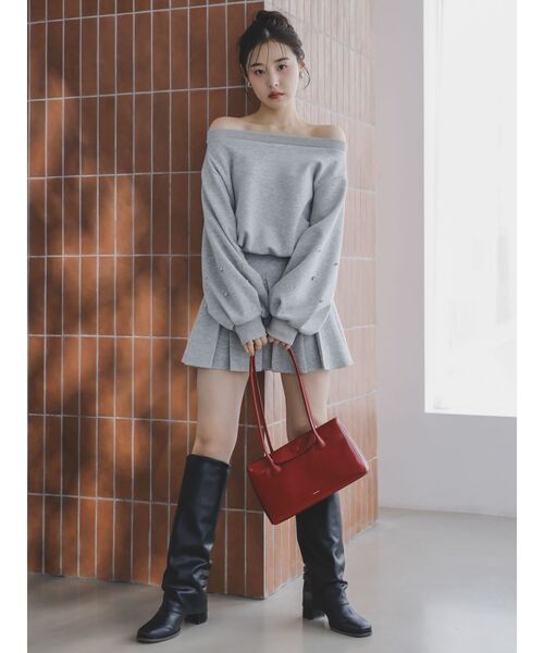 dazzlin（ダズリン）の「ボックスプリーツカットミニスカート（スカート・レディース・オフホワイト/グレー/ブラック・SMALL/MEDIUM）」の6枚目の写真