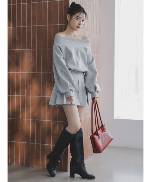 dazzlin（ダズリン）の「ボックスプリーツカットミニスカート（スカート・レディース・オフホワイト/グレー/ブラック・SMALL/MEDIUM）」の7枚目の写真