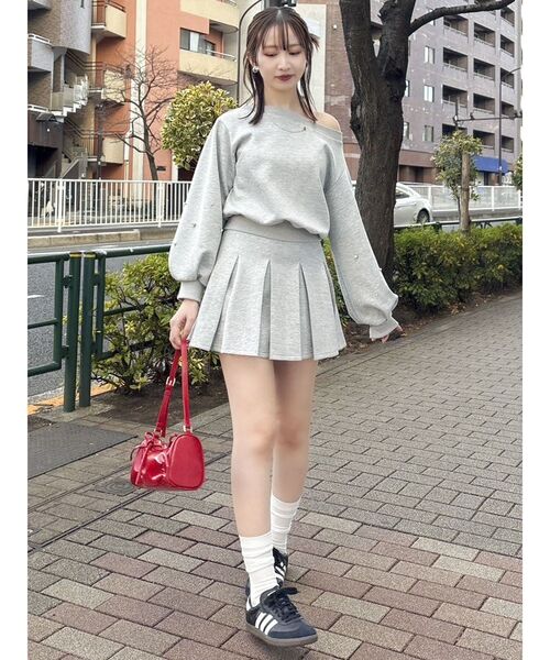 dazzlin（ダズリン）の「ボックスプリーツカットミニスカート（スカート・レディース・オフホワイト/グレー/ブラック・SMALL/MEDIUM）」の14枚目の写真