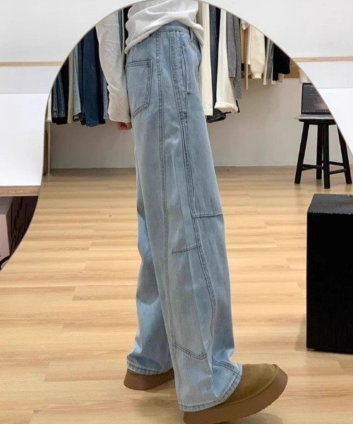 ampm(エーエムピーエム)の「※【ampm】カーブデニムパンツ(デニムパンツ・レディース・ブルー/ホワイト・FREE)」の6枚目の写真