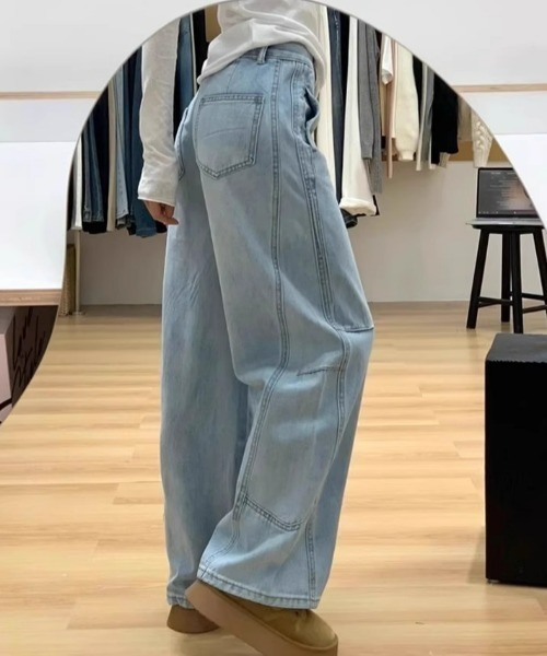 ampm(エーエムピーエム)の「※【ampm】カーブデニムパンツ(デニムパンツ・レディース・ブルー/ホワイト・FREE)」の7枚目の写真
