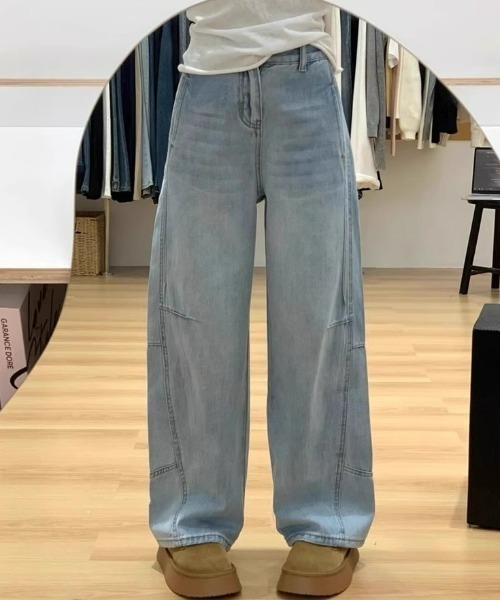 ampm(エーエムピーエム)の「※【ampm】カーブデニムパンツ(デニムパンツ・レディース・ブルー/ホワイト・FREE)」の5枚目の写真