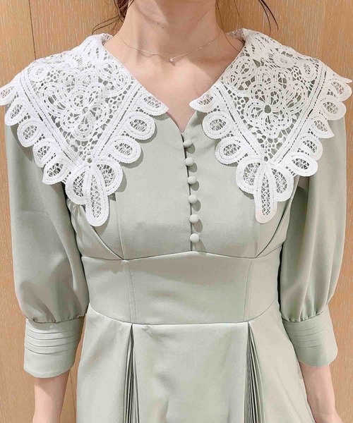 NOELA（ノエラ）の「襟レースプリーツワンピ（ワンピース・レディース・ベージュ/ライトグレー/ライトグリーン・S/M）」の11枚目の写真