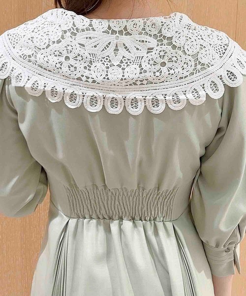NOELA（ノエラ）の「襟レースプリーツワンピ（ワンピース・レディース・ベージュ/ライトグレー/ライトグリーン・S/M）」の12枚目の写真