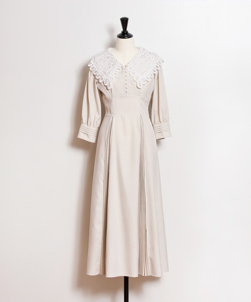 NOELA（ノエラ）の「襟レースプリーツワンピ（ワンピース・レディース・ベージュ/ライトグレー/ライトグリーン・S/M）」の14枚目の写真
