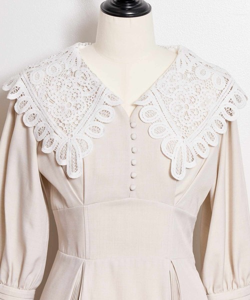 NOELA（ノエラ）の「襟レースプリーツワンピ（ワンピース・レディース・ベージュ/ライトグレー/ライトグリーン・S/M）」の17枚目の写真