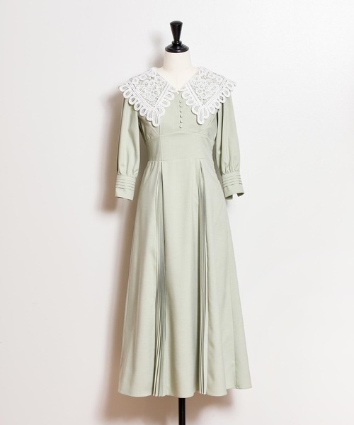 NOELA（ノエラ）の「襟レースプリーツワンピ（ワンピース・レディース・ベージュ/ライトグレー/ライトグリーン・S/M）」の20枚目の写真