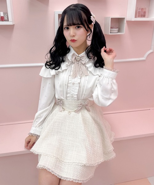 セール】ブローチチェーン付きダブルフレアスカート（スカート