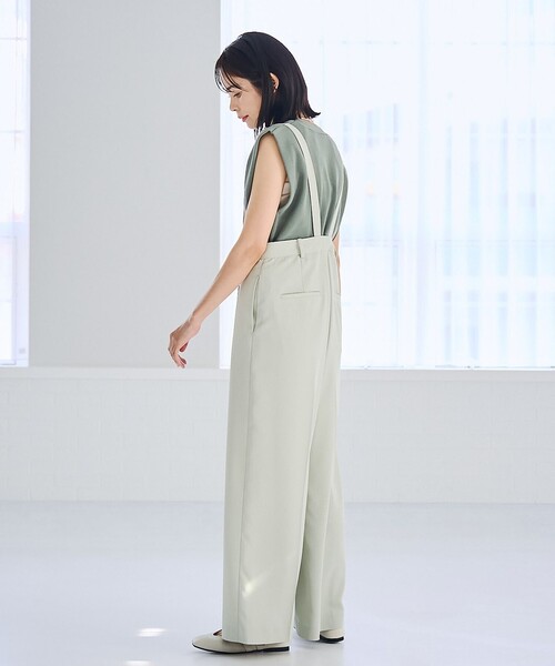 RONEL（ロネル）の「ハイウエストサスペンダー（サロペット/オーバーオール・レディース・ブラック/オリーブ/クリーム・S/M/L）」の4枚目の写真