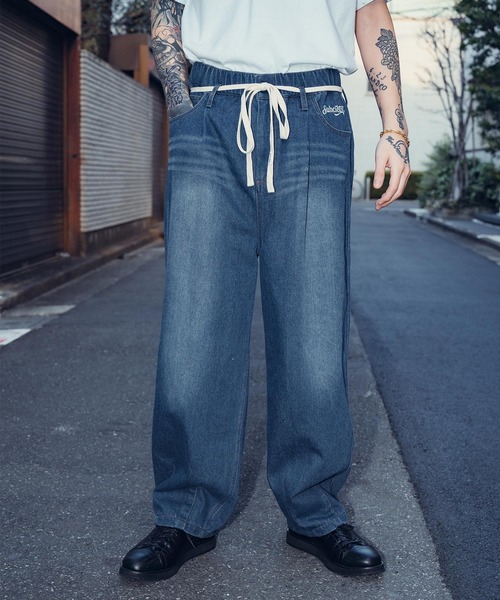 Subciety（サブサエティ）の「Light denim wide pants（デニムパンツ・メンズ・ブラック/ライトブルー/インディゴブルー・SMALL/MEDIUM/LARGE/X-LARGE）」の14枚目の写真
