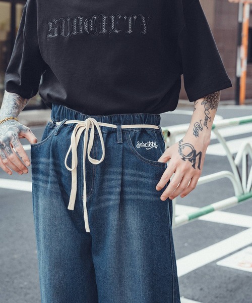 Subciety（サブサエティ）の「Light denim wide pants（デニムパンツ・メンズ・ブラック/ライトブルー/インディゴブルー・SMALL/MEDIUM/LARGE/X-LARGE）」の19枚目の写真