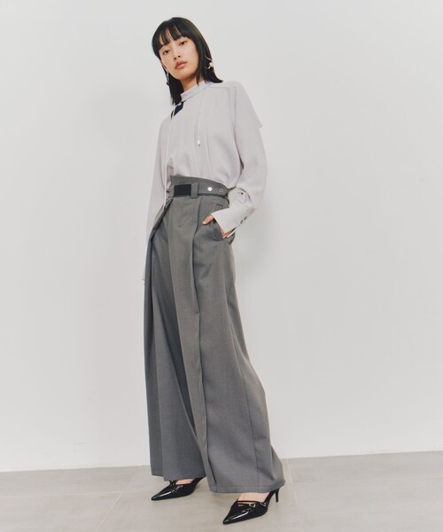 セール】ランダムタックワイドパンツ｜ウォッシャブル/防シワ/冬服