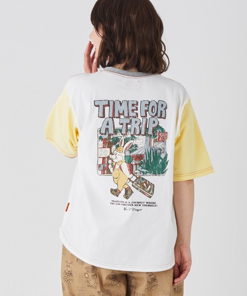 KRIFF MAYER Lady's Collection（クリフメイヤーレディースコレクション）の「【綿100%】クリフラビットプリントT（Tシャツ/カットソー・レディース・ブルー/グレー/オフホワイト/コーラル/イエロー/チャコール/カラフル・LARGE/MEDIUM）」の7枚目の写真