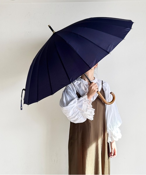 COMMON WARE（コモンウェアー）の「NT:24本骨無地  雨傘 58cm（長傘・レディース・ネイビー/ローズ/グレイッシュベージュ/カーキ・FREE）」の16枚目の写真